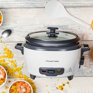 0.4Ltr Rice Cooker, 200W, Black/White