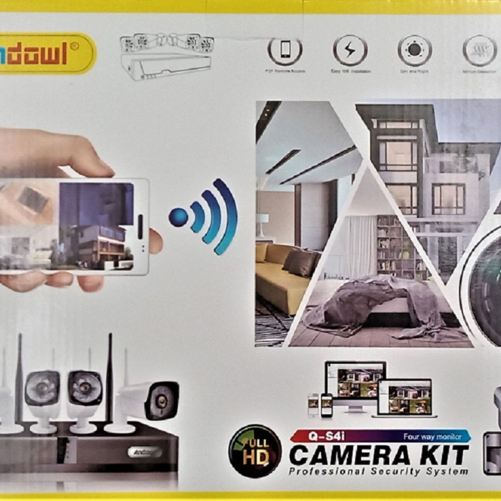 5G Full HD 4 Camera Kit Wireless CCTV Recording System with Remote Internet Mobile Phone Viewing