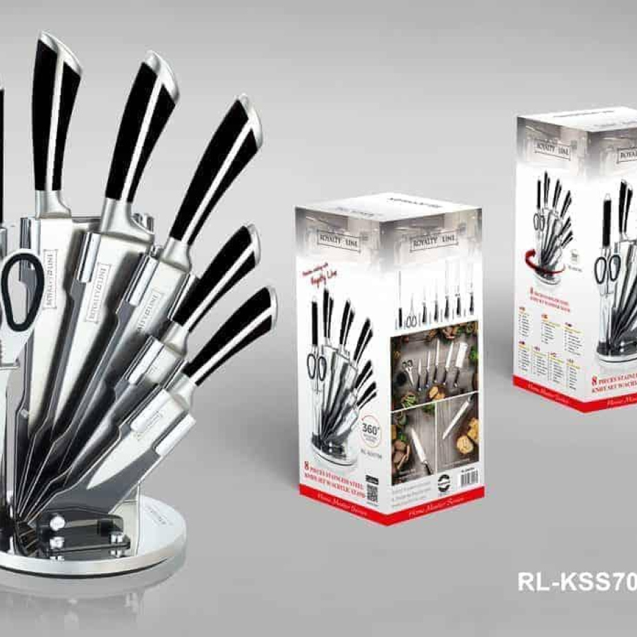 7pcs, knife stand set, knives set, black, Royalty Line RL-KSS700