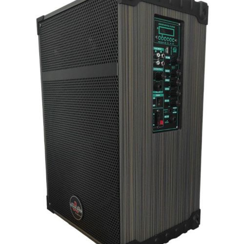 12", 80W, trolley speaker, bluetooth, SD, USB, 2 microphone, dark wood, D-12