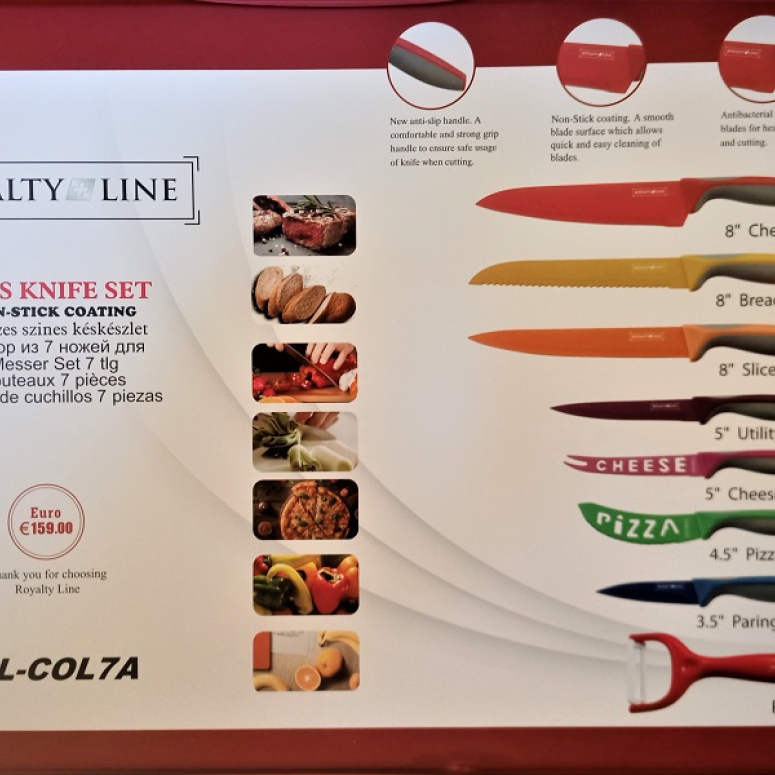 7 PCS, knives box, knife set, non-stick coating, Royalty Line COL7A