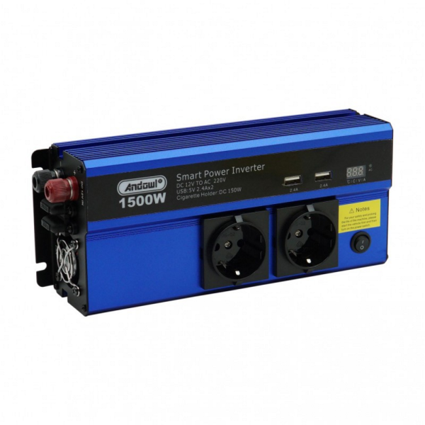 1500W, inverter, smart power, DC/AC current, battery inverter, 12v car battery