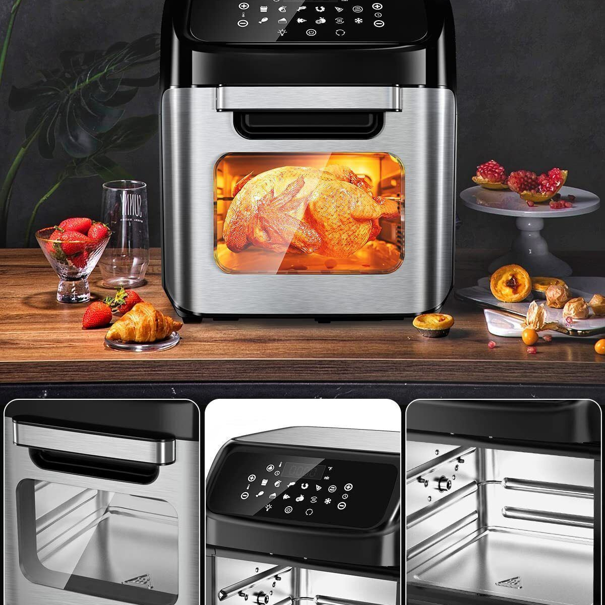 12LT, air fryer, convection oven, rotisserie, 1800w, touch display, ROYALTY LINE AFO1206, black-silver