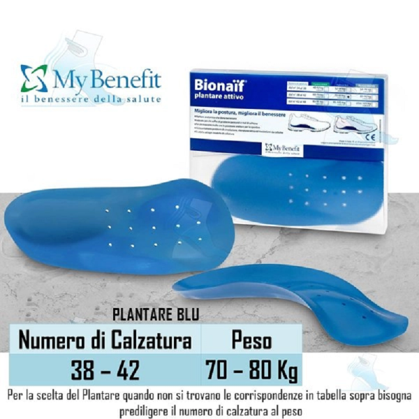 Anatomic insole , Bionaif Active Orthotic , developed according to body weight and shoe size. * My Benefit *