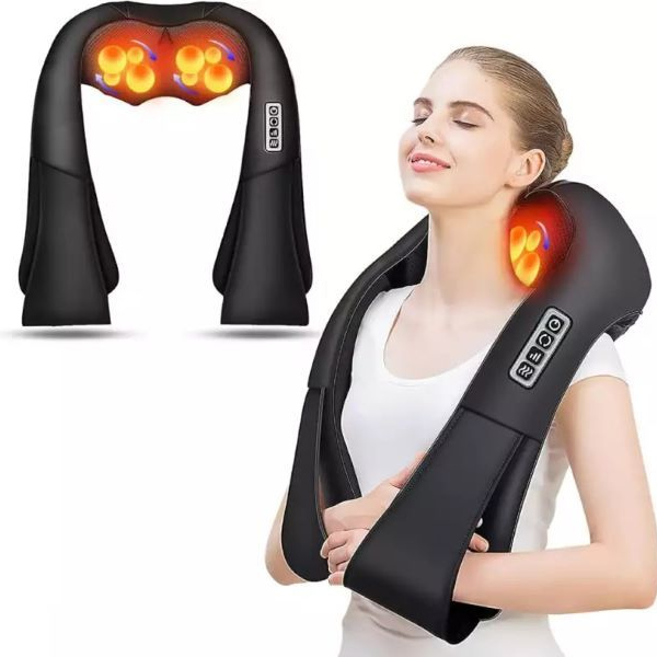 Cordless, back and neck massager, heating for pain relief, 3D massage 