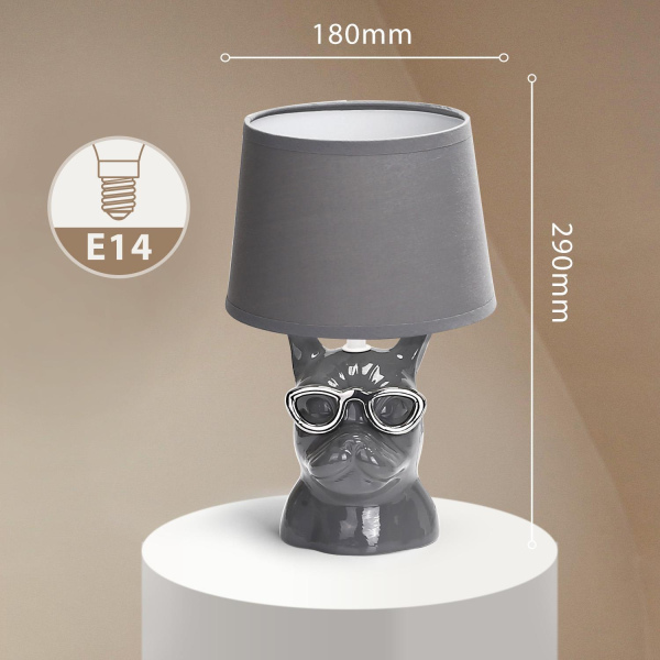Bedside Lamp, Modern Table Lamp Ceramic Base Fabric Shade Dog design *Aigostar*
