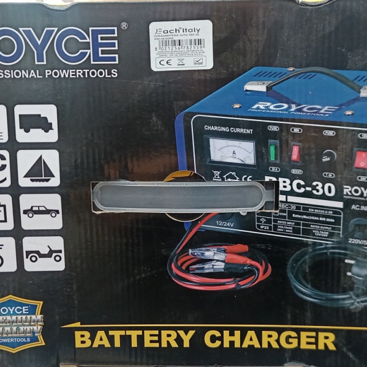 Car Battery Charger Royce RBC-10 Single-phase, portable battery charger of charging lead acid batteries 12/24V voltage