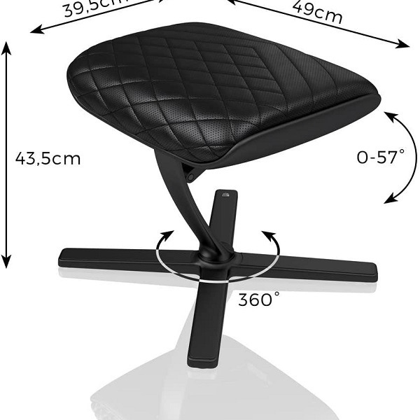 Footrest, ergonomic, elegant, premium materials, Noblechairs footrest black