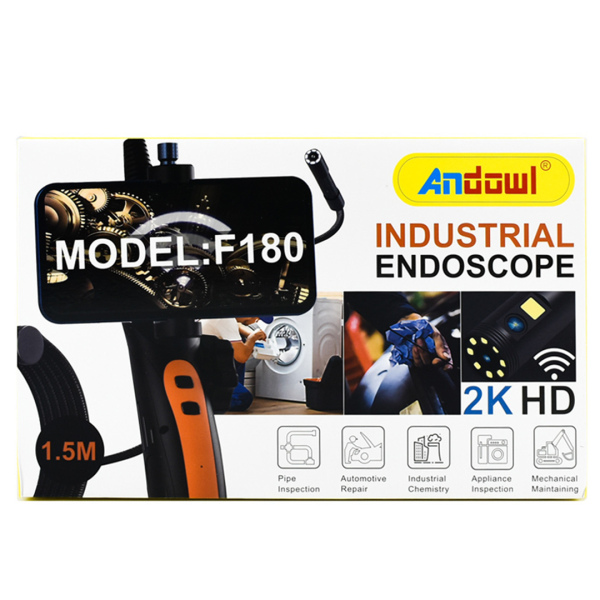 WiFi, industrial, endoscope, 2K HD, 1.5m, mobile stand, IP67, black-orange, Andowl F180
