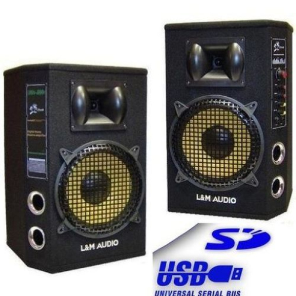8" 200W, pair, speaker, separate treble and bass control, bluetooth, USB-SD, LM08