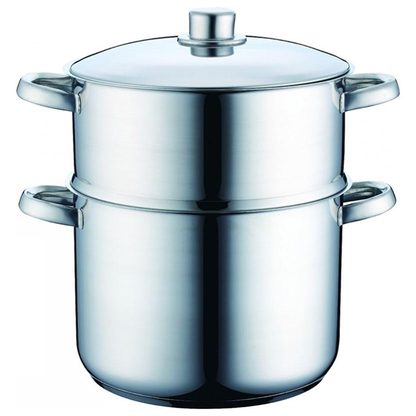 8LT, couscous Pot + Stacking-Steamer, Stainless-Steel Silver, Royalty Line 