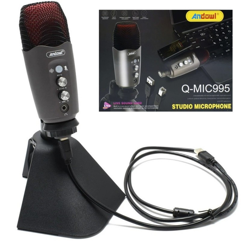 Live sound card, studio microphone, sound effect, musical accompaniment, Andowl, Q-MIC995