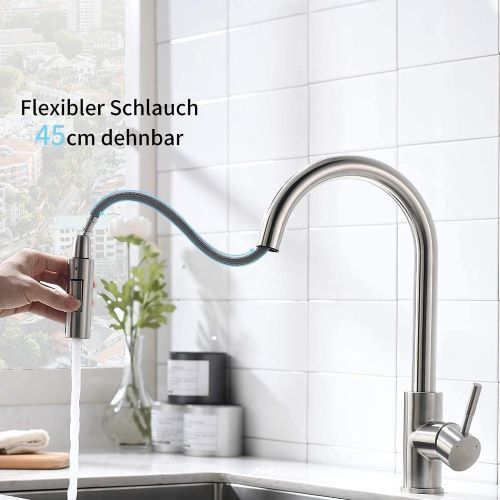 Single-lever, kitchen sink tap, touch sensor, extractable shower