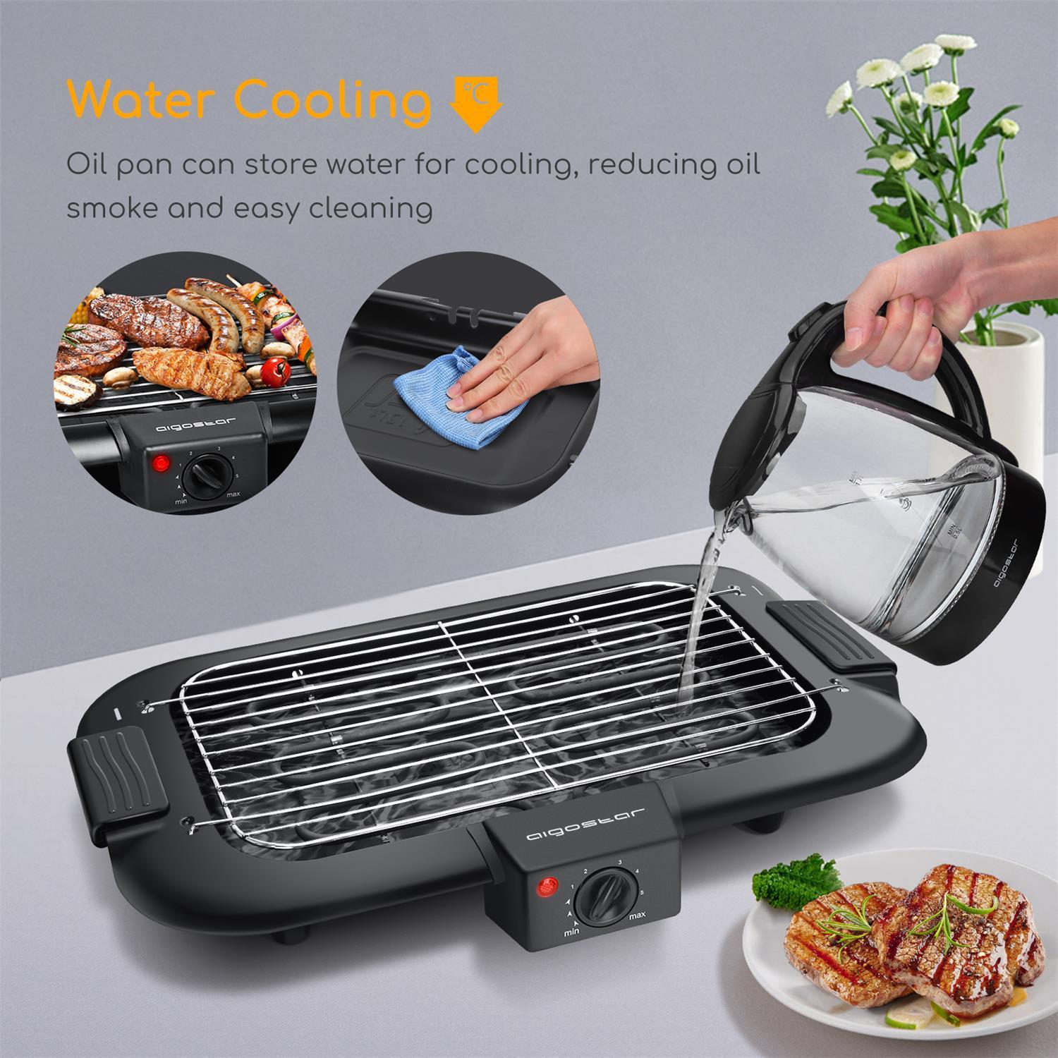 2000W, electric grill, separated body design, washable tray, Aigostar Tasty