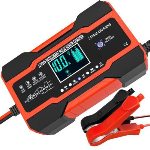 12V 10A / 24V 5A, fully automatic, car charger, 7 stage, car, truck, bike, LCD display, Andowl DP1210