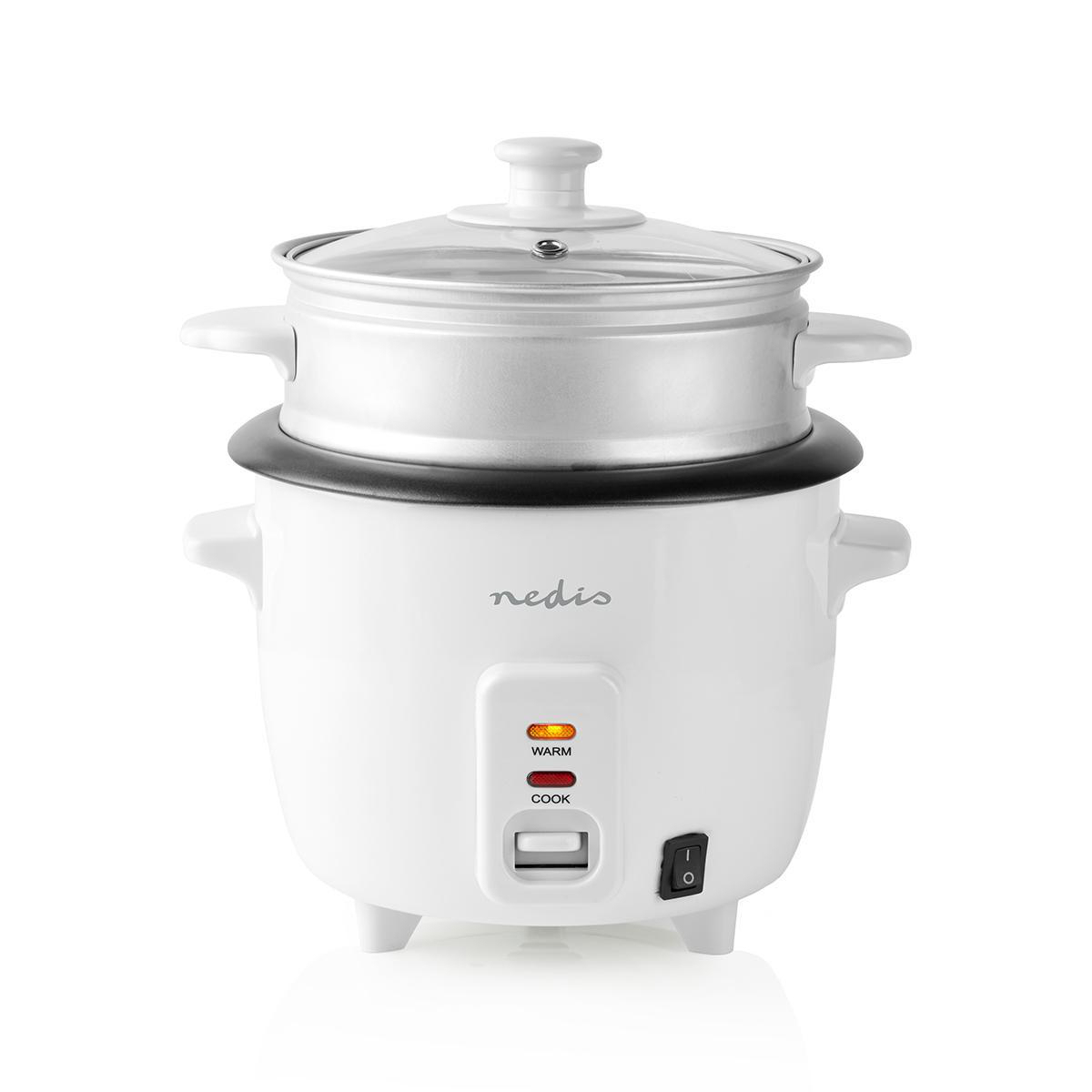 300W, rice cooker, 0.6 lt, alluminium steamer, non-stick coating, removable bowl, Nedis