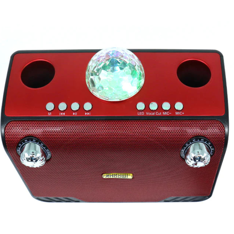 Portable, karaoke, bluetooth, party, speaker, twin wireless, microphones, ANDOWL Q-YX899-RED