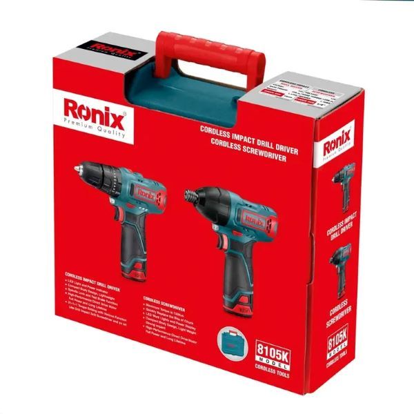 2Ah, 12V, cordless, impact drill, screwdriver kit, RONIX 8105K