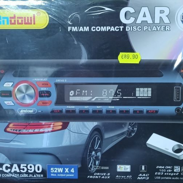 4 channels, car stereo, fm tuner, cd player, bluetooth, usb, remote control, 1 din, Andowl