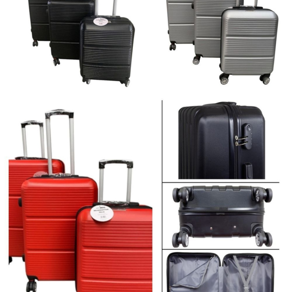 3 pcs, suitcases, travel set, luggage, trolley, baggage, 3 colors available, ABS material, handle, 3D look, Art-Land