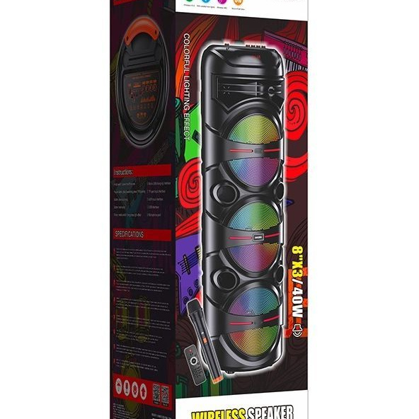 3x8" 40W, rechargeable, portable speaker, LED light, bluetooth
