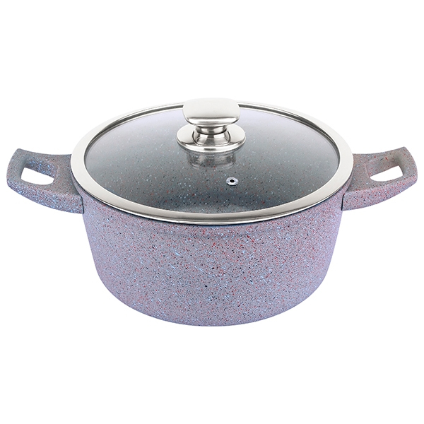 20-26-28-30 cm, casserole pot, glass lid, marble coated, 3 colors available, Royalty Line