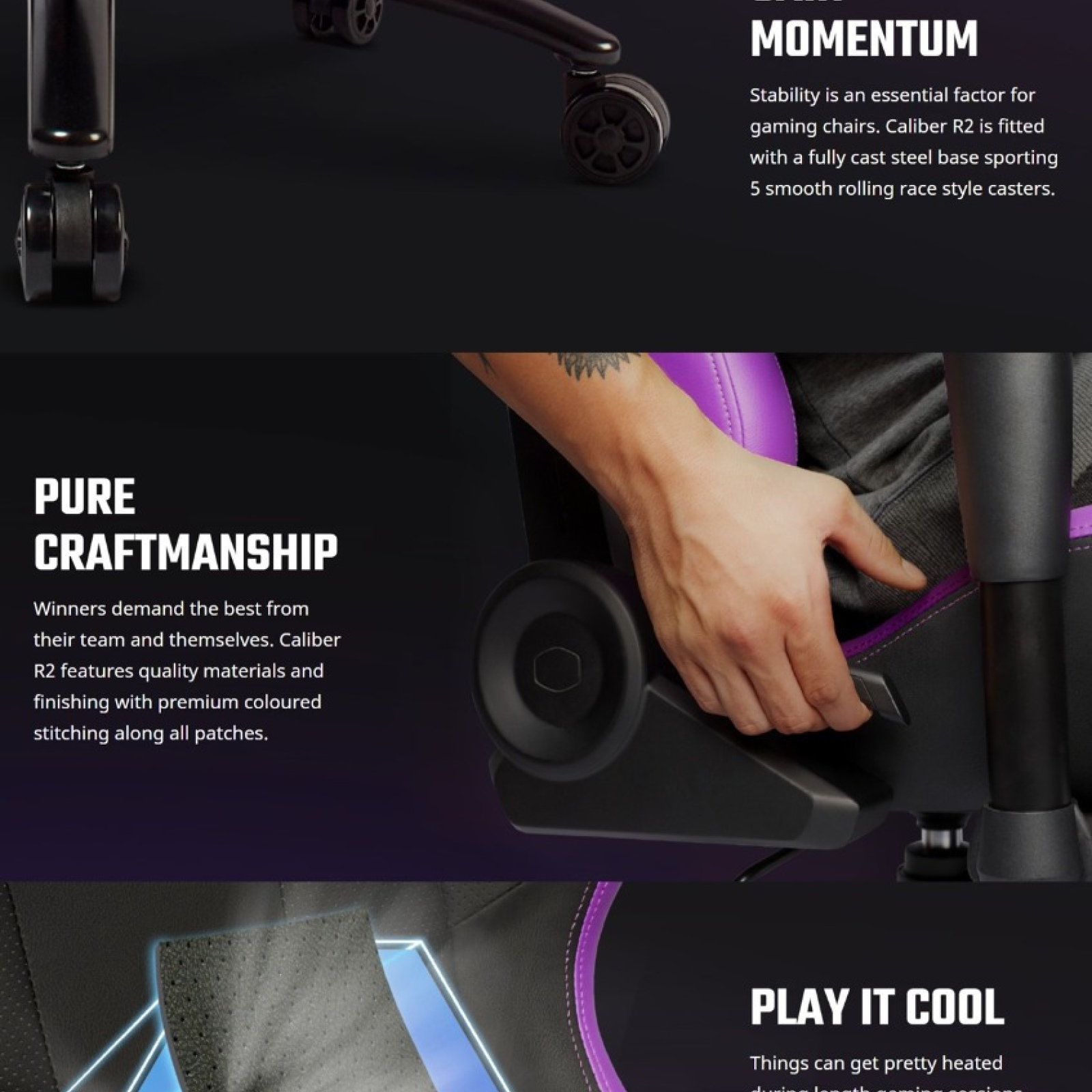 Black-Purple, gaming chair, Cooler Master, Caliber R2