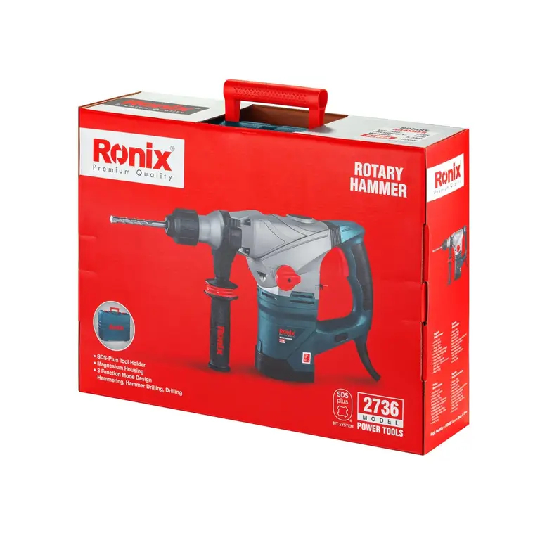 1500W, corded, rotary hammer, SDS-Plus, 36mm, drilling, hammering and hammering with rotation, RONIX