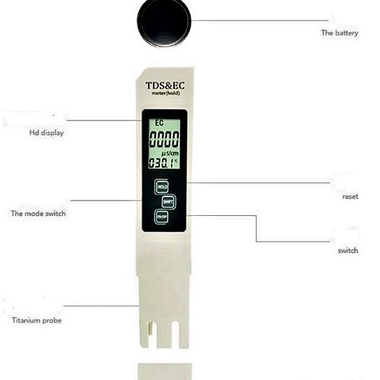 TDS Meter Digital Water Tester 3-in-1 TDS, Temperature and EC Meter with Carrying Case, 0-9999ppm,