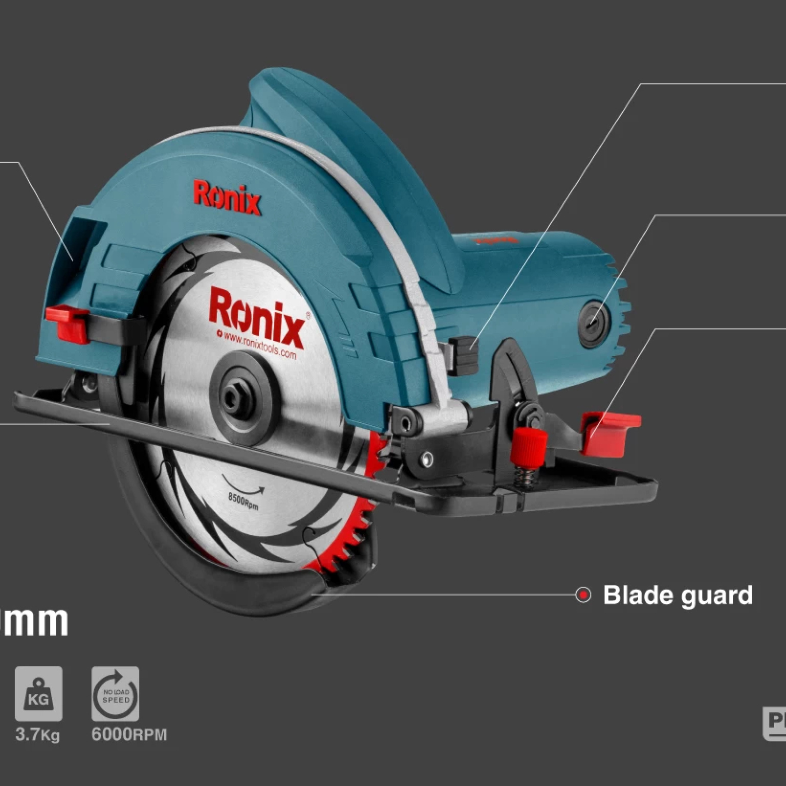 1350W, electric, circular saw, 180mm, RONIX