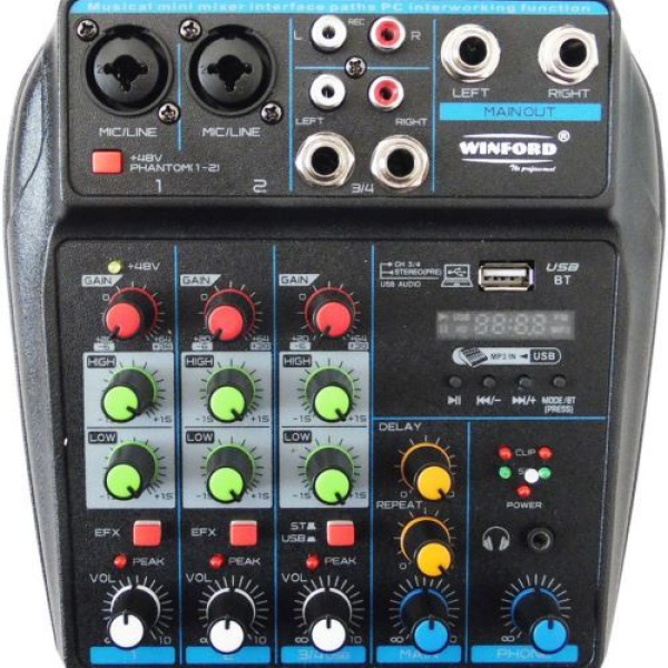 Professional, RCA, mixer, 4 channel, bluetooth, USB, Stereo, WEB