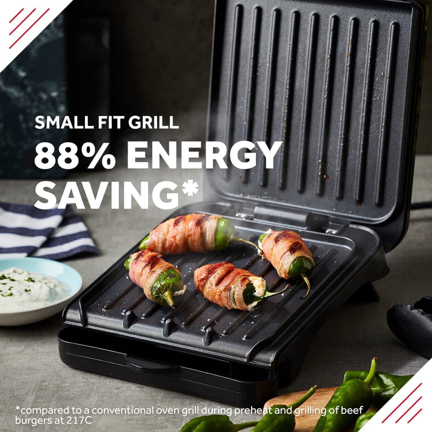 760W, entertaining, small fit, electric grill black, George Foreman 25800