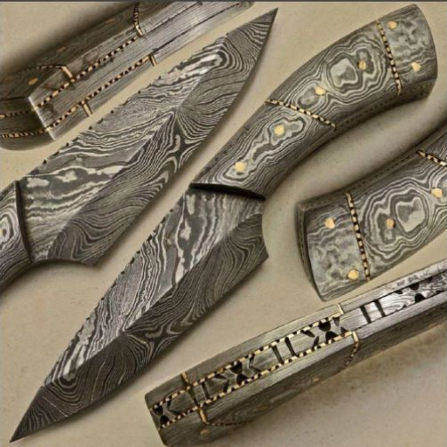 Handmade, damascus steel, skinning knife