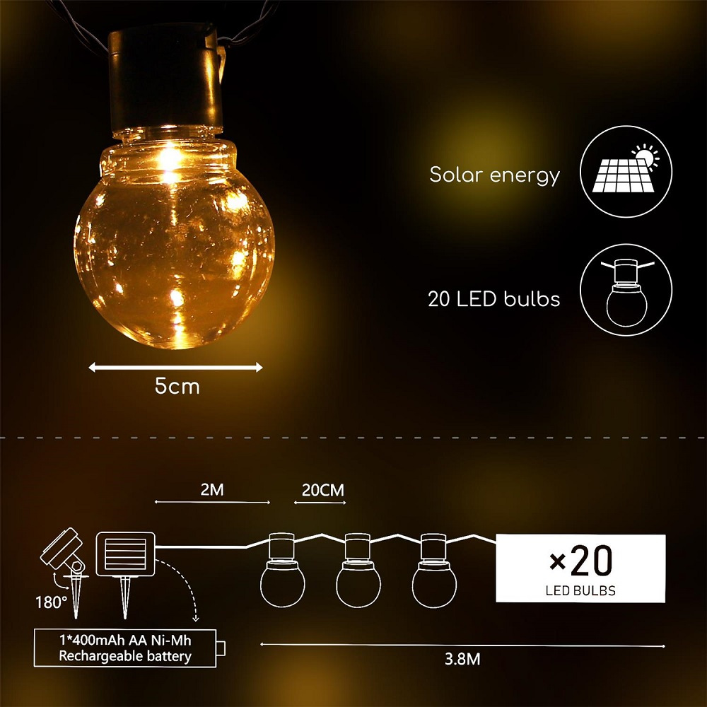 Led string lights 20 bulbs warm light external use *Aigostar*