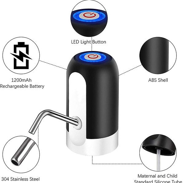 Smart, electric, water dispenser, automatic pump, blue led light
