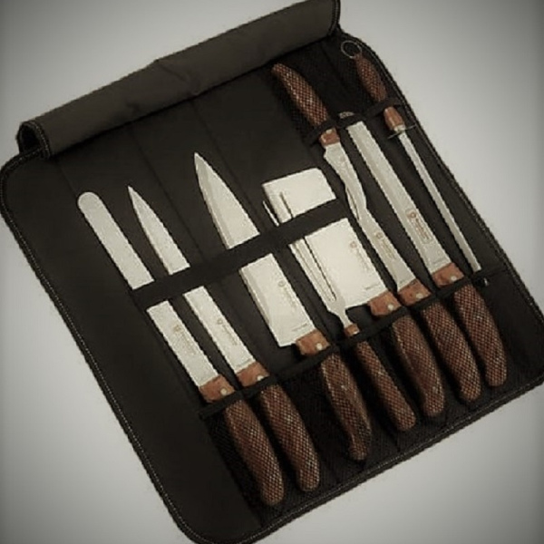 9pcs, knives, wood-like handle, knife set, handle bag, ROYALTY LINE K9C