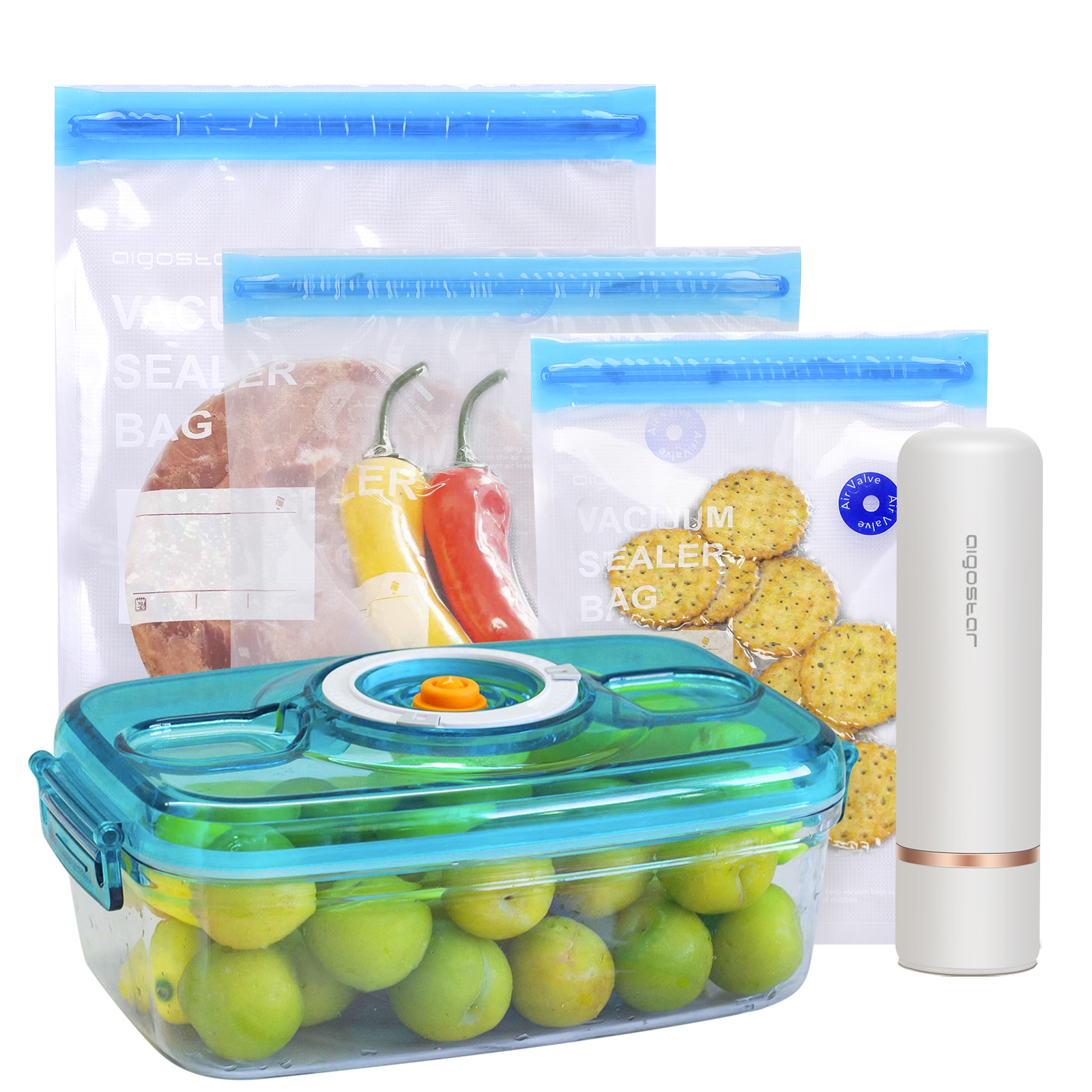 *CLEARANCE SALE*  Vacuum sealer kit, 3 food containers, 3 bags, electric vacuum pump, Aigostar Fresh