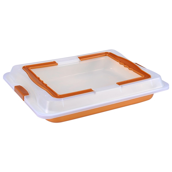 Baking tray with plastic cover, marble non stick. coated *Royalty Line*