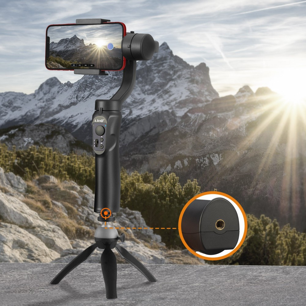 Selfie stick, gimbal stabilizer, bluetooth, smartphone, foldable, 4H battery, LinQ HD3282