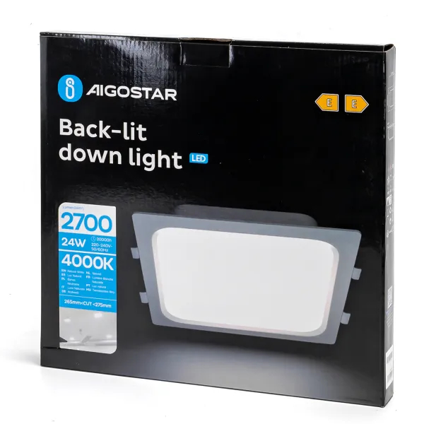 24W, flush mounted, back-lit, slim down light, natural white, 2700lm, Aigostar