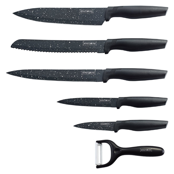 5 pcs, knife box, knives set, non stick coating, Royalty Line RL-MB5 