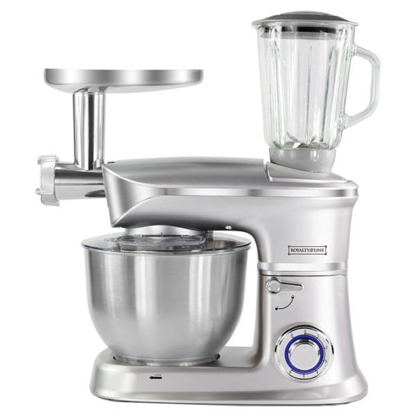 6.5Ltr bowl, kitchen machine, 1900W, food processor, 1.5Ltr glass blender, meat-grinder, Royalty Line PKM1900.7BG, silver