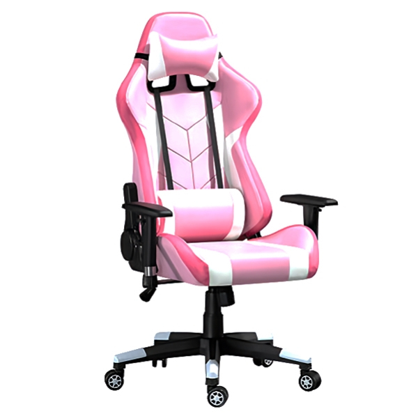 White-Pink, office, gaming chair, high-back support, adjustable armrest