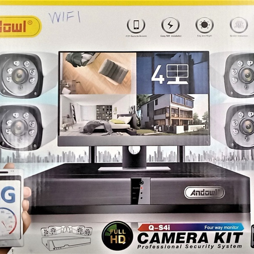 4 camera kit wireless,5G Full HD, CCTV recording system, remote internet, mobile phone viewing