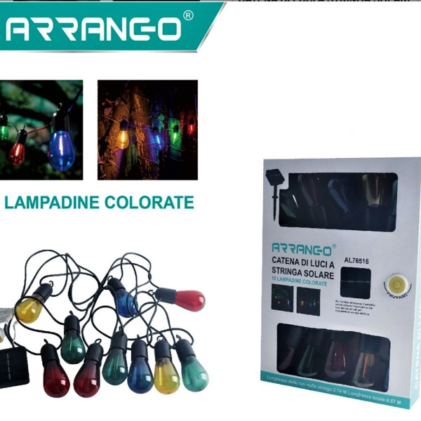 10 bulbs, string led light , solar powered, 5.8 MT, Arrango