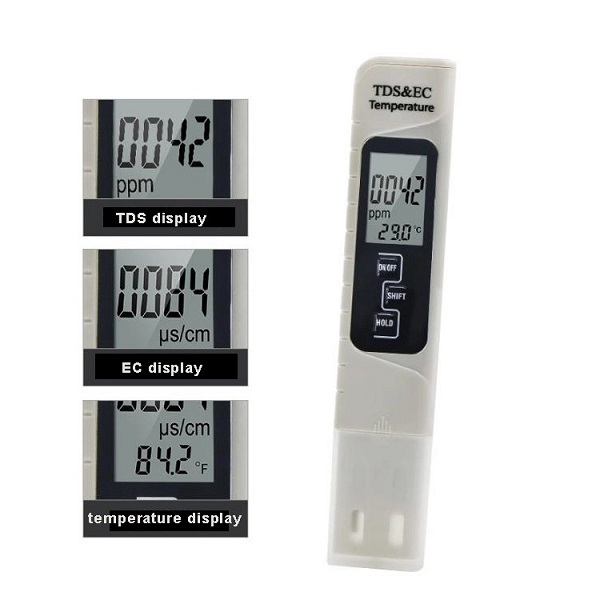 TDS Meter Digital Water Tester 3-in-1 TDS, Temperature and EC Meter with Carrying Case, 0-9999ppm,