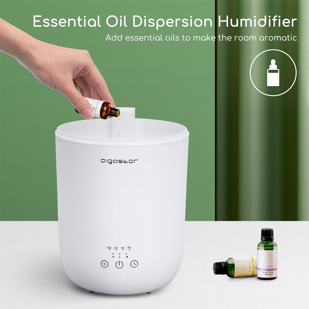 2.2 LT, humidifier, aroma diffuser, 7 color led, two fog levels, sleep mode, Aigostar Misty