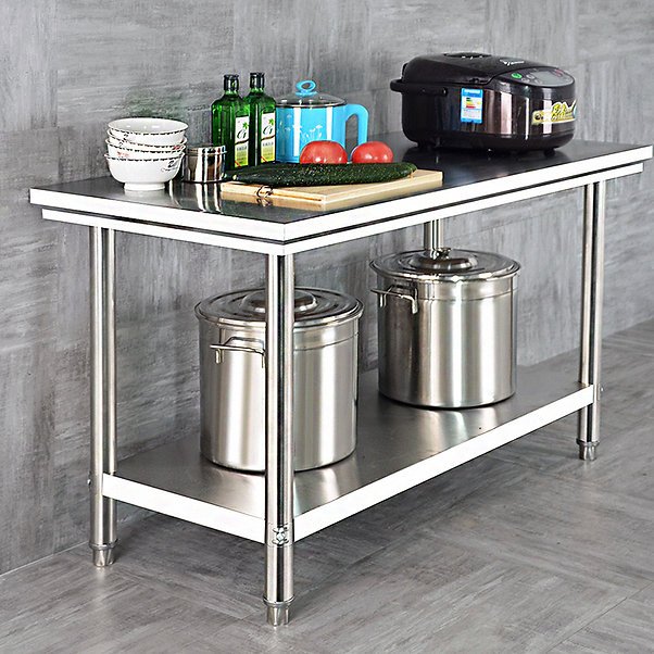 150*60*80cm, kitchen countertop, table, stainless steel, double layer, HM