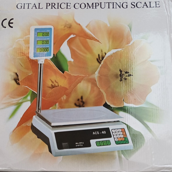 40kg, raised display, kitchen scale, 2 gr accuracy, portable, rechargeable, professional kitchen scale