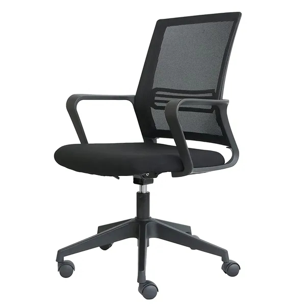 Black, office chair, adjustable height, fixed armrest